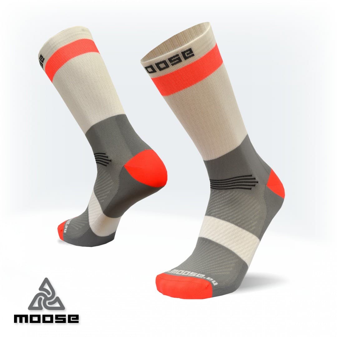 RACE POLY sportovní cyklo ponožky Moose bílá L