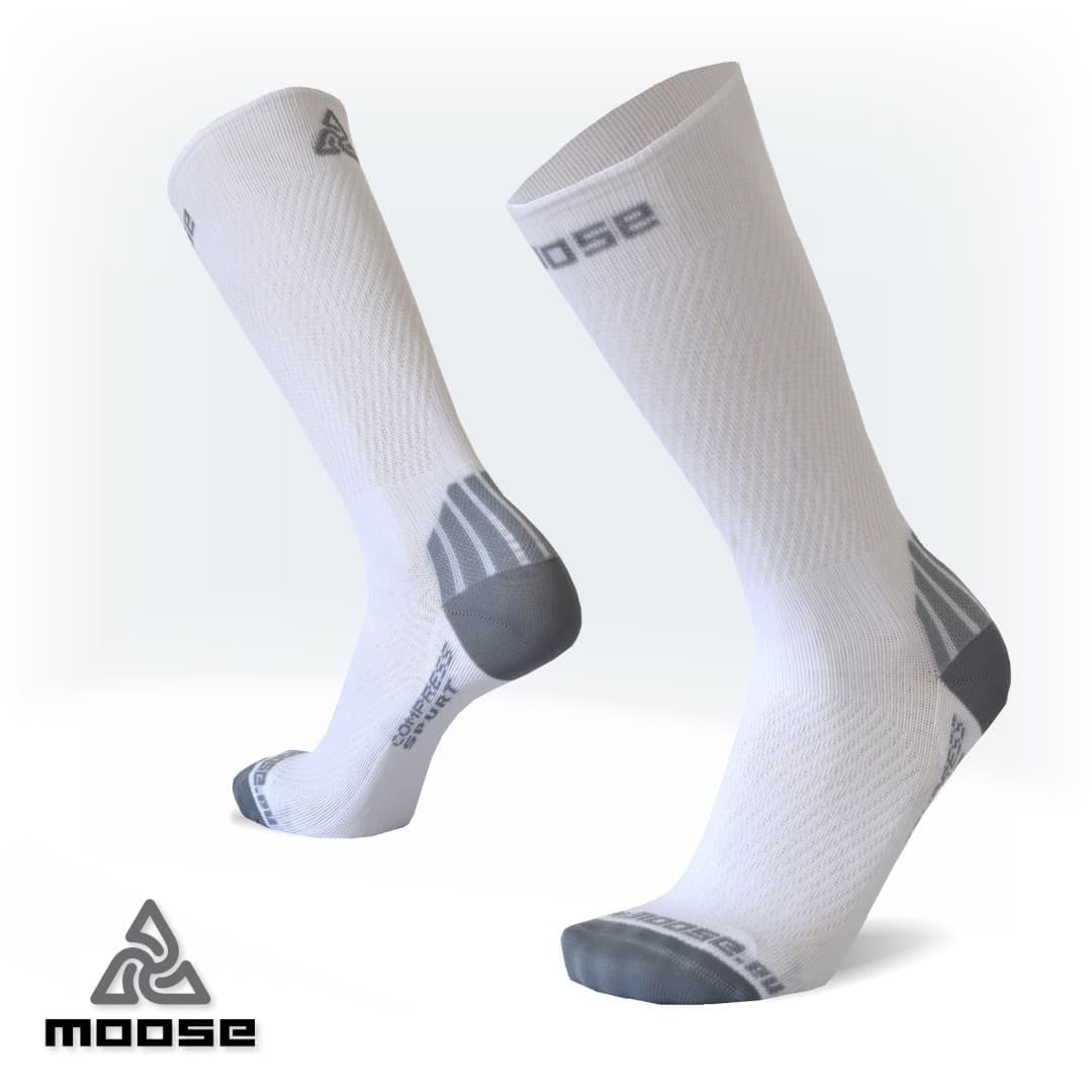 COMPRESS SPURT kompresní ponožky Moose bílá L