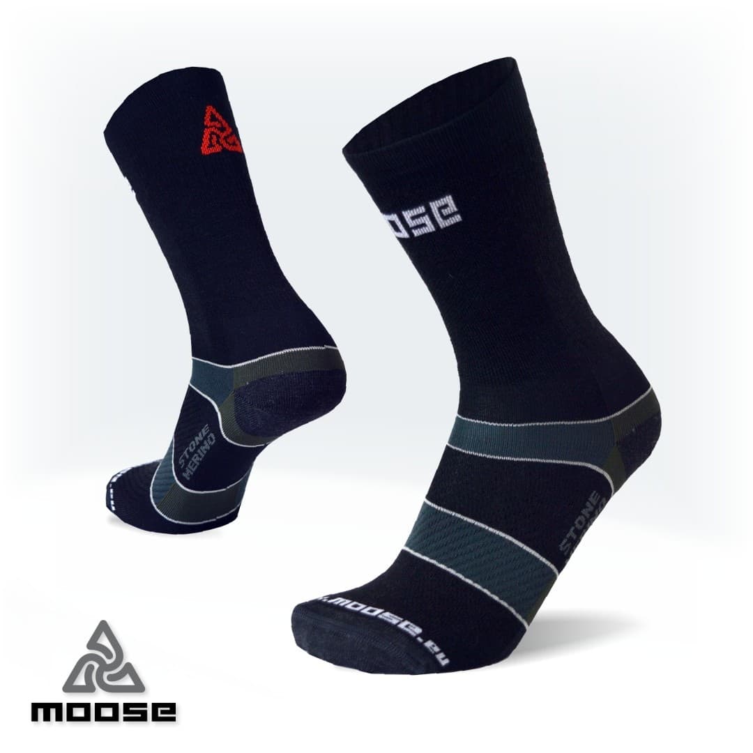 STONE MERINO outdoorové funkční ponožky Moose černá L