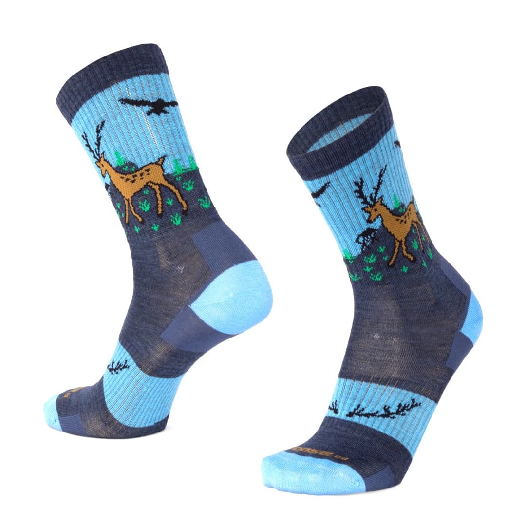 BESKYD DEER veselé merino ponožky Moose modrá 3XL