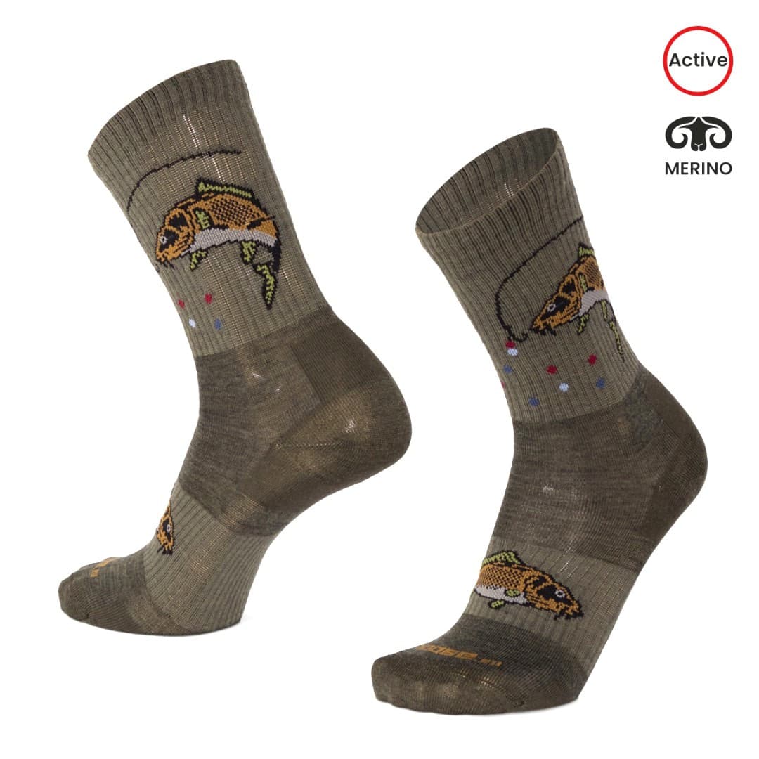 BESKYD CARP veselé merino ponožky Moose zelená L