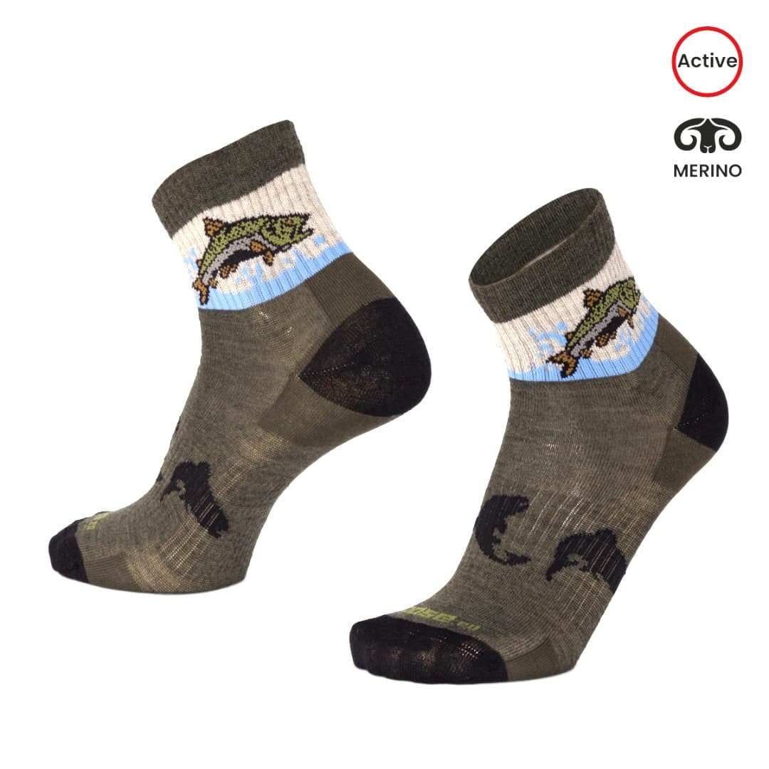 ORLIK TROUT rybářské kotníkové merino ponožky Moose zelená