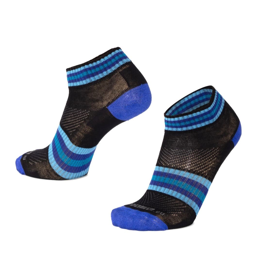 LUZY DASH nízké pruhované merino ponožky Moose modrá 3XL